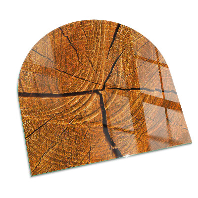 Glass hearth semi-oval Wood grain in cross section