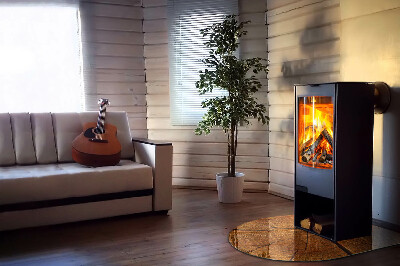 Glass hearth semi-oval Wood grain in cross section