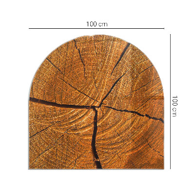 Glass hearth semi-oval Wood grain in cross section