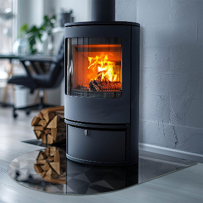 Glass fire hearth semi-oval Three-dimensional geometry