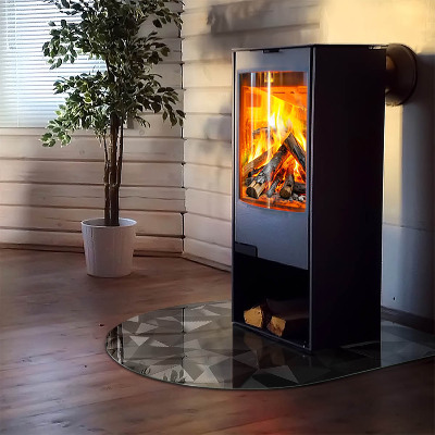 Glass fire hearth semi-oval Three-dimensional geometry