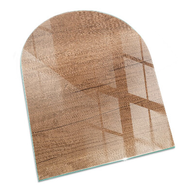 Glass hearth semi-oval Natural wood pattern