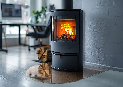 Glass hearth semi-oval Natural wood pattern
