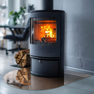 Glass hearth semi-oval Natural wood pattern