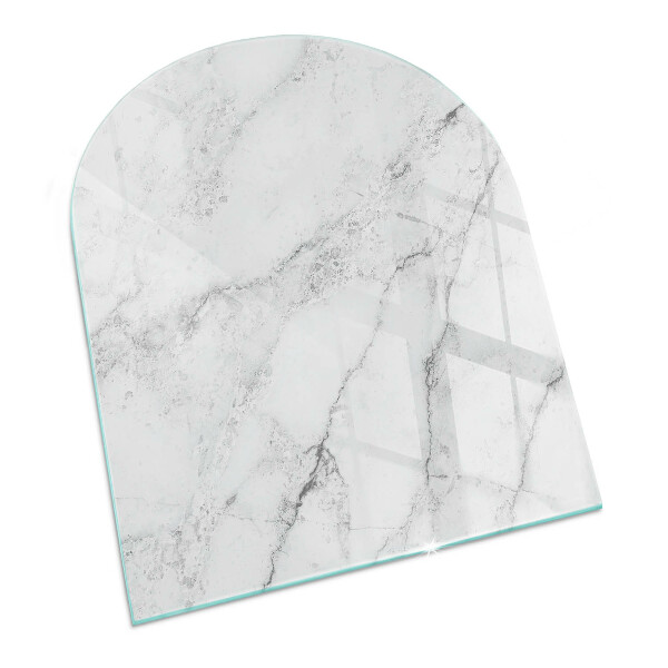 Glass fire hearth semi-oval Veined marble pattern