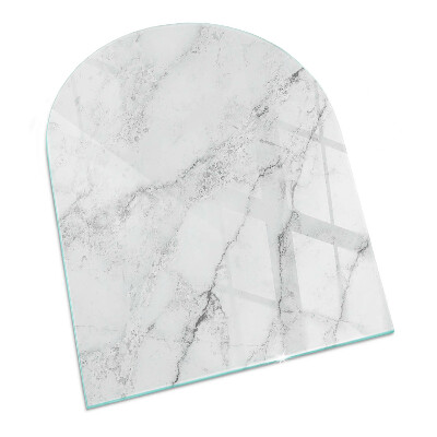 Glass fire hearth semi-oval Veined marble pattern