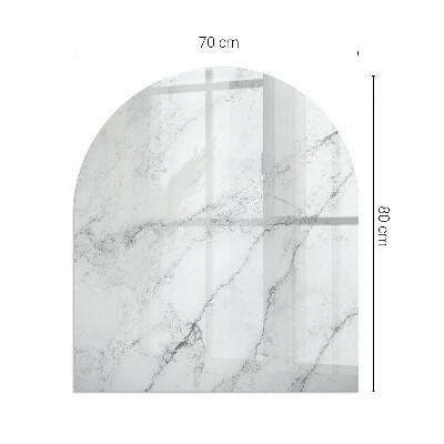 Glass fire hearth semi-oval Veined marble pattern