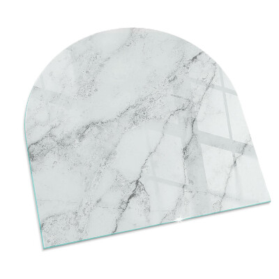 Glass fire hearth semi-oval Veined marble pattern