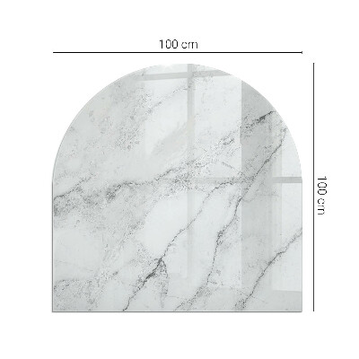 Glass fire hearth semi-oval Veined marble pattern
