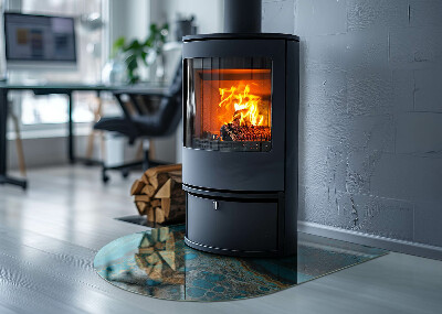 Glass fire hearth semi-oval Abstract organic pattern