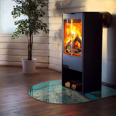 Glass fire hearth semi-oval Abstract organic pattern