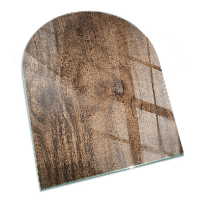 Glass fire hearth semi-oval Natural wood pattern