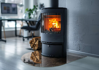Glass fire hearth semi-oval Natural wood pattern