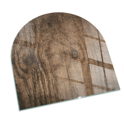 Glass fire hearth semi-oval Natural wood pattern