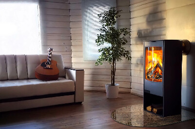 Glass fire hearth semi-oval Natural wood pattern
