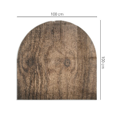 Glass fire hearth semi-oval Natural wood pattern