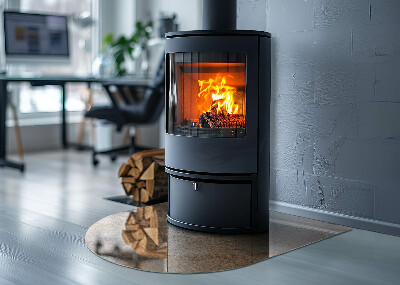 Glass hearth semi-oval Natural stone texture