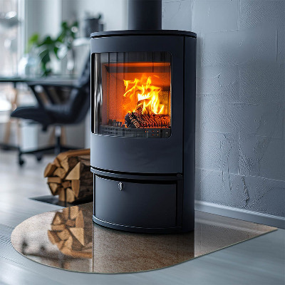 Glass hearth semi-oval Natural stone texture
