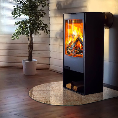Glass hearth semi-oval Natural stone texture