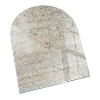 Glass hearth semi-oval Light wood texture