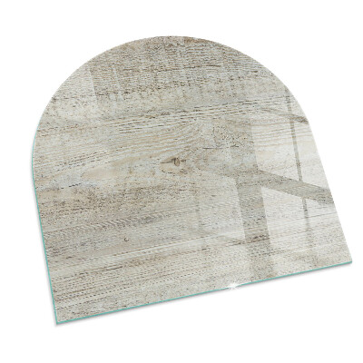 Glass hearth semi-oval Light wood texture