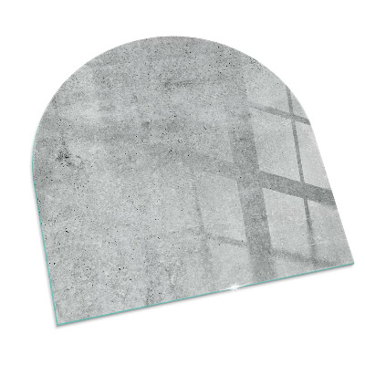 Glass fire hearth semi-oval Raw concrete texture