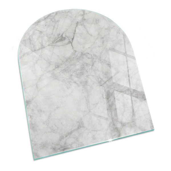 Glass fire hearth semi-oval Marble texture pattern
