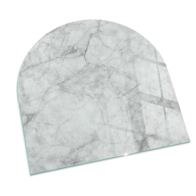 Glass fire hearth semi-oval Marble texture pattern