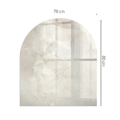 Glass hearth semi-oval Natural marble pattern