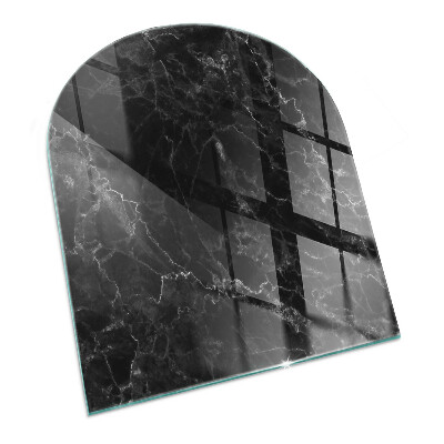 Glass fire hearth semi-oval Elegant marble pattern