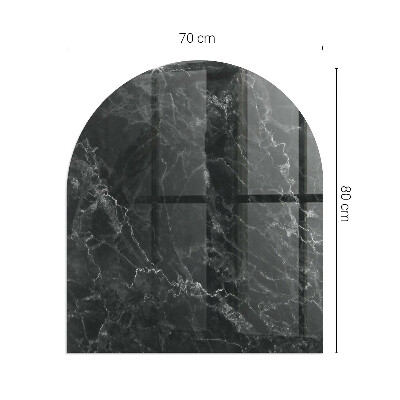 Glass fire hearth semi-oval Elegant marble pattern