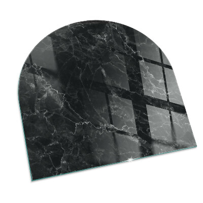 Glass fire hearth semi-oval Elegant marble pattern
