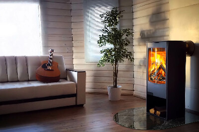 Glass fire hearth semi-oval Elegant marble pattern