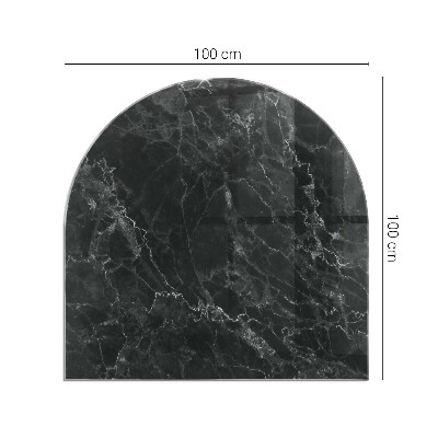 Glass fire hearth semi-oval Elegant marble pattern