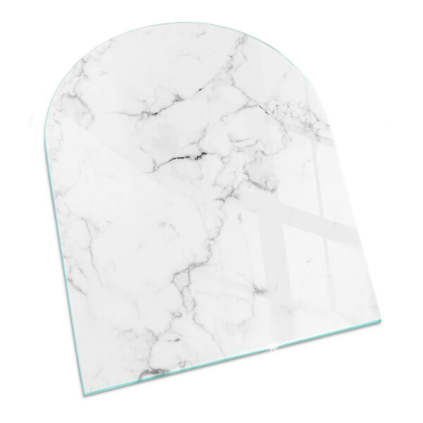 Glass fire hearth semi-oval Veined marble pattern