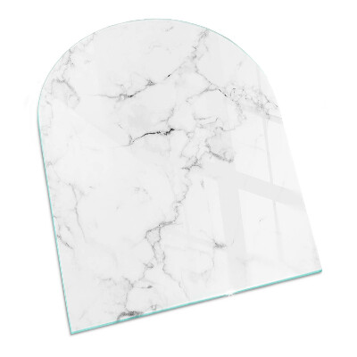 Glass fire hearth semi-oval Veined marble pattern
