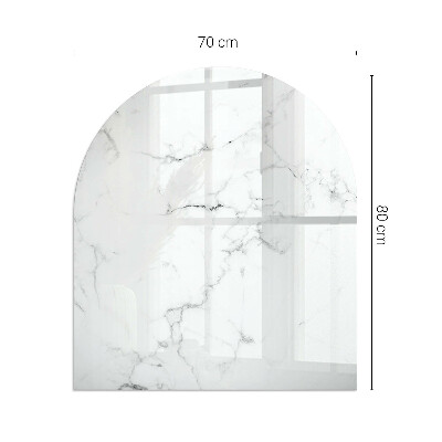 Glass fire hearth semi-oval Veined marble pattern