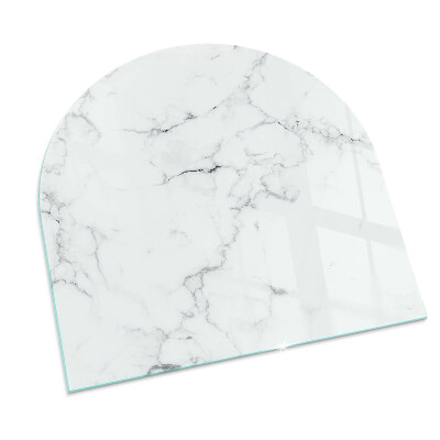 Glass fire hearth semi-oval Veined marble pattern