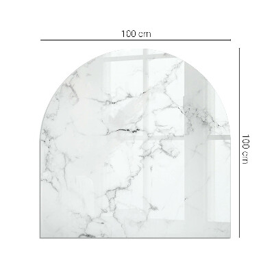 Glass fire hearth semi-oval Veined marble pattern