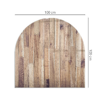 Glass fire hearth semi-oval Wooden board in the layout