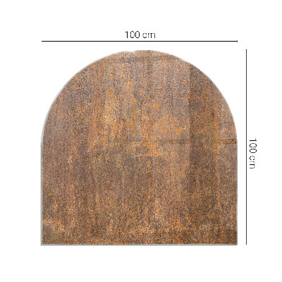 Glass fire hearth semi-oval Rust texture on metal