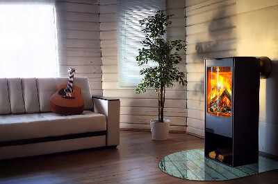 Glass hearth semi-oval Rustic style boards