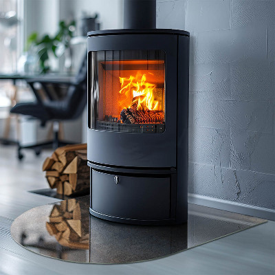 Glass fire hearth semi-oval Abstract texture pattern