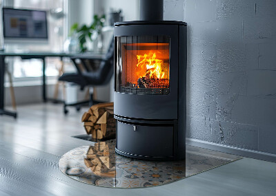 Glass hearth semi-oval Mosaic patterns in tiles