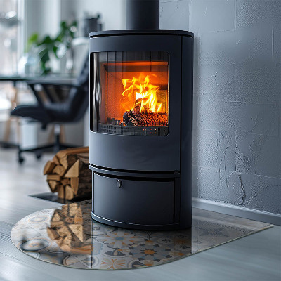 Glass hearth semi-oval Mosaic patterns in tiles