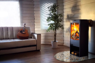 Glass hearth semi-oval Mosaic patterns in tiles