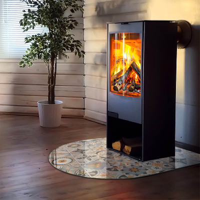 Glass hearth semi-oval Mosaic patterns in tiles