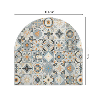 Glass hearth semi-oval Mosaic patterns in tiles