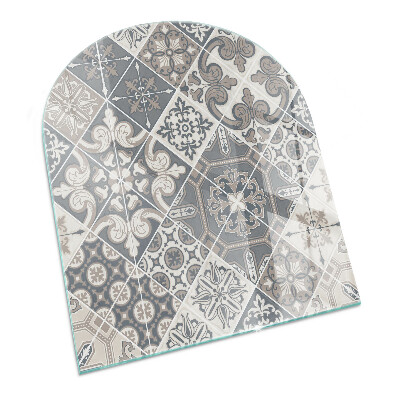 Glass fire hearth semi-oval Decorative mosaic pattern