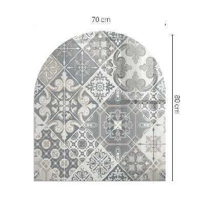 Glass fire hearth semi-oval Decorative mosaic pattern